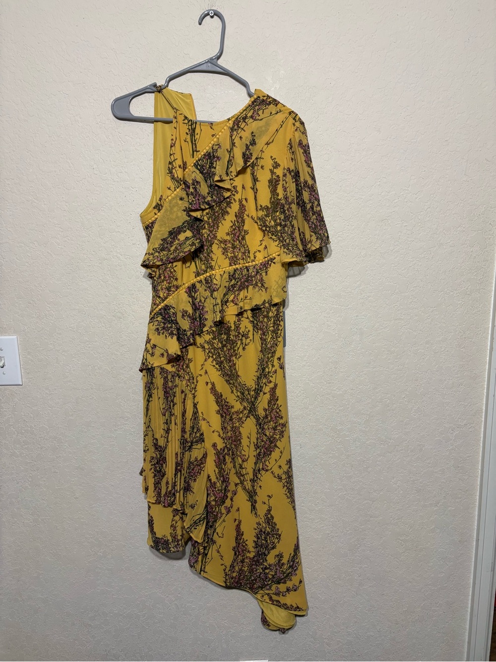 KEEPSAKE the Label Mustard Yellow One-Shoulder Ruffle Dress